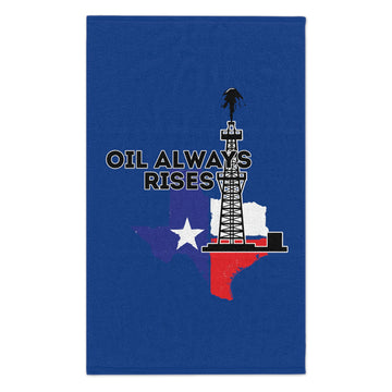Oil Always Rises Dark Blue Rally Towel, 11x18