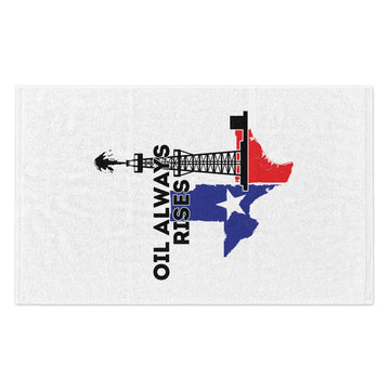 Oil Always Rises White Rally Towel, 11x18