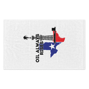 Oil Always Rises White Rally Towel, 11x18