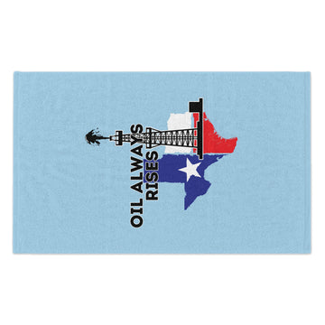 Oil Always Rises Light Blue Rally Towel, 11x18.