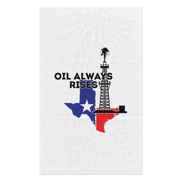 Oil Always Rises White Rally Towel, 11x18