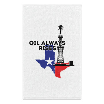 Oil Always Rises White Rally Towel, 11x18
